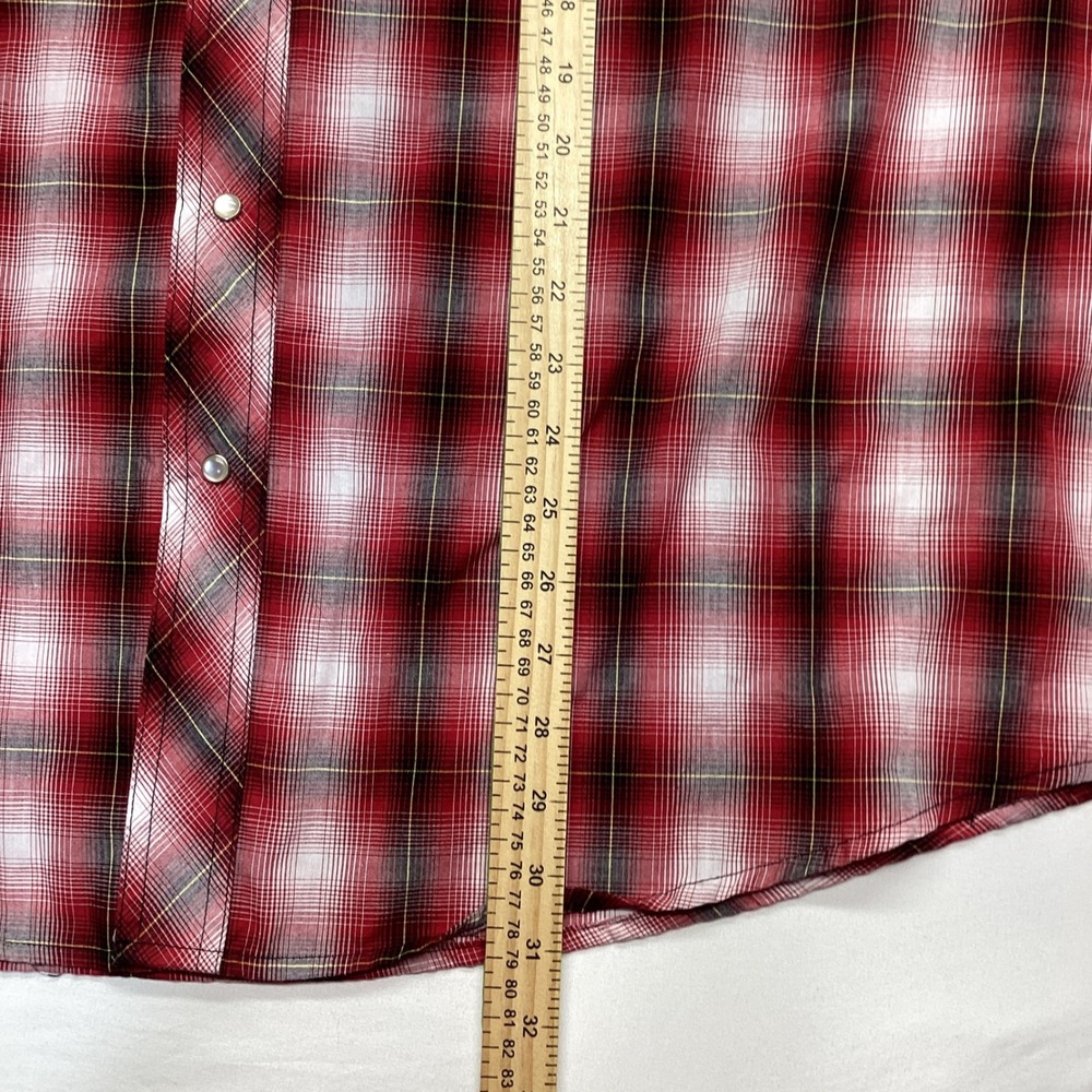 Wrangler Mens 2XL Big Western Snap Shirt Red Black Plaid Long Sleeve WM150RD - Picture 3 of 7